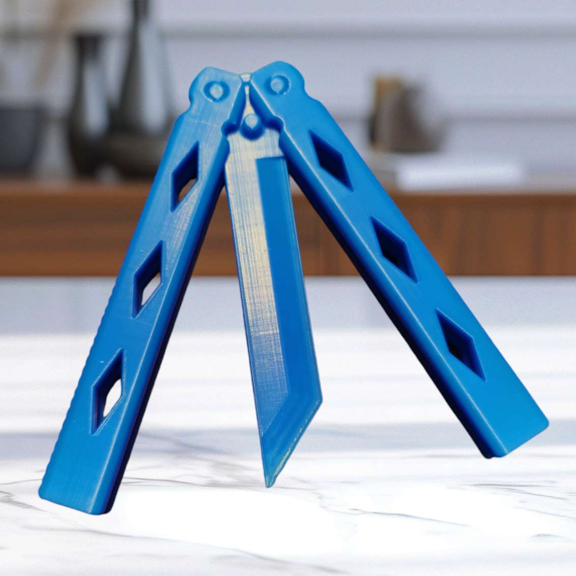 Blue Bailsong Butterfly Knife Adult Fidget - Odell Creations