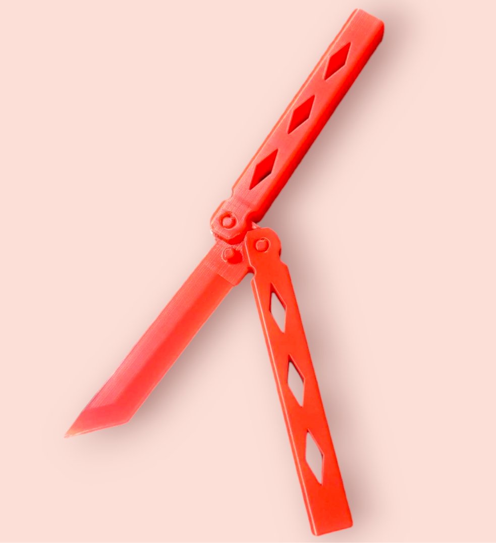 Red Bailsong Butterfly Knife Adult Fidget - Odell Creations