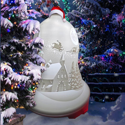 Bell Shaped Photo Lithophane | North Pole Sleigh Scenery - Odell Creations