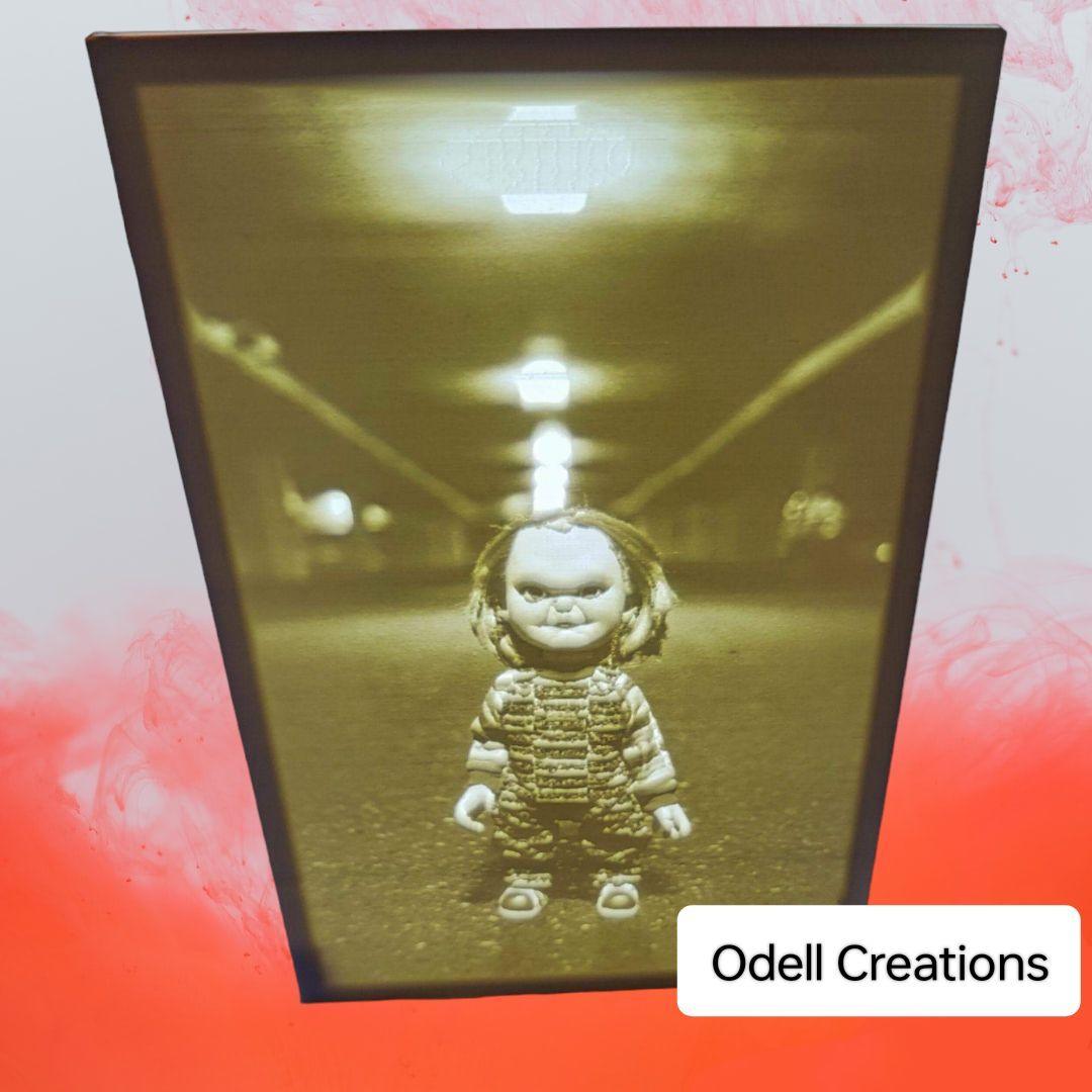 Chucky Photo Puck Light Lithophane Flat 4x6 color portrait - Odell Creations