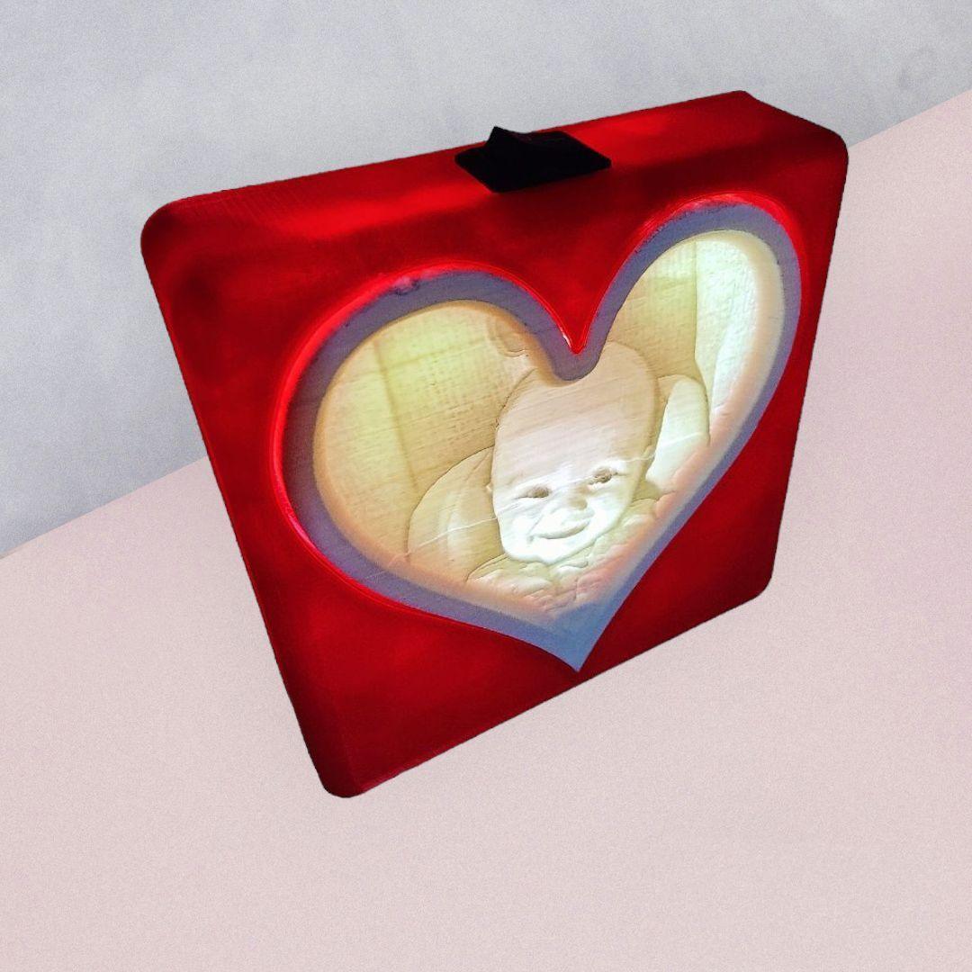 Heart Custom Lithophane Shadow Box - Odell Creations