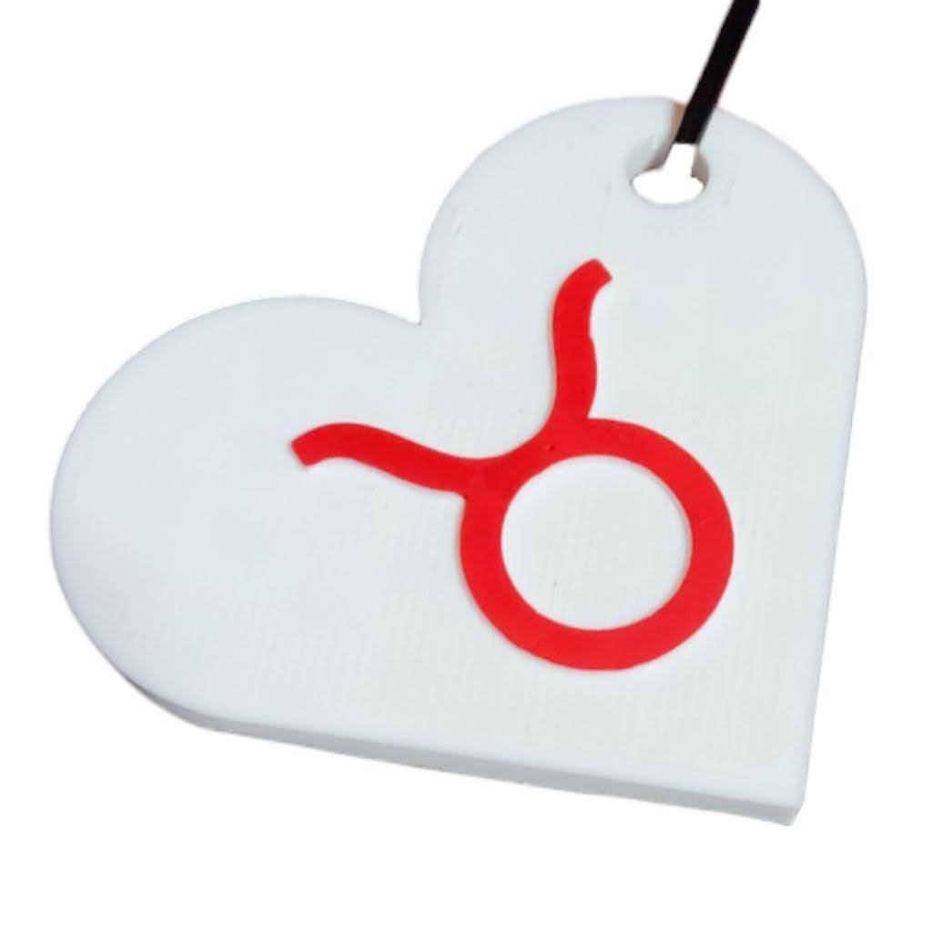 White Heart Shaped Zodiac Sign Keychains by Mystic Mesh 3D for Valentines - Odell Creations