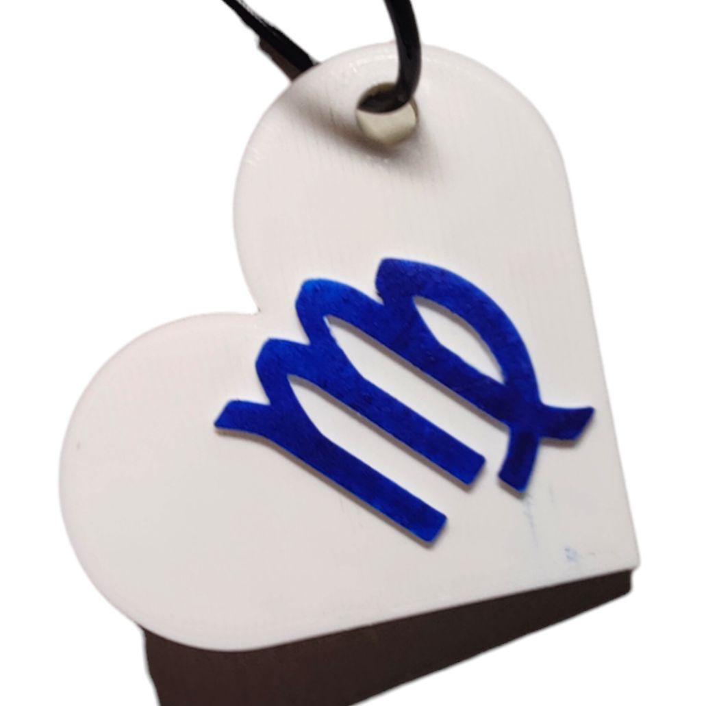 White Heart Shaped Zodiac Sign Keychains by Mystic Mesh 3D for Valentines - Odell Creations