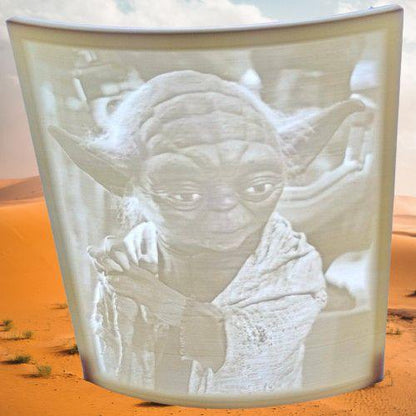 Yoda Photo Puck Light Lithophane 4"x5" - Odell Creations